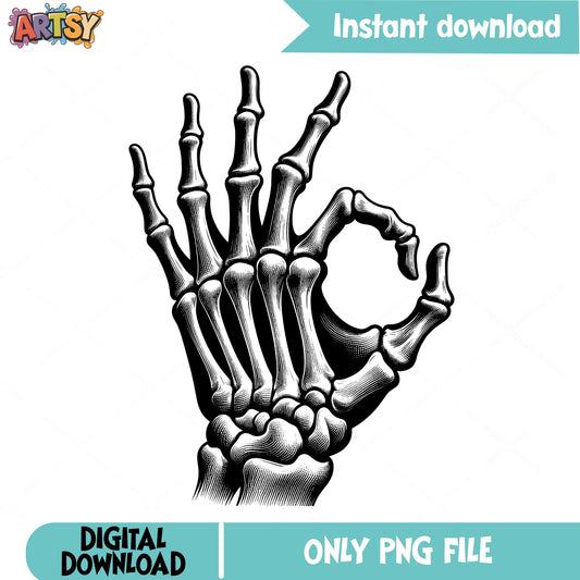 Skeleton Hand Ok Sign PNG, Skeleton Hand Gesture, Halloween PNG