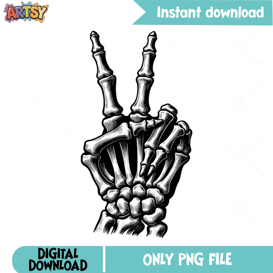 Skeleton Hand Peace Sign PNG, Skeleton Hand SVG PNG, Halloween PNG