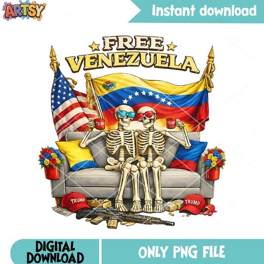 Skeleton and venezuela flag png, latin america  png, free venezuela png