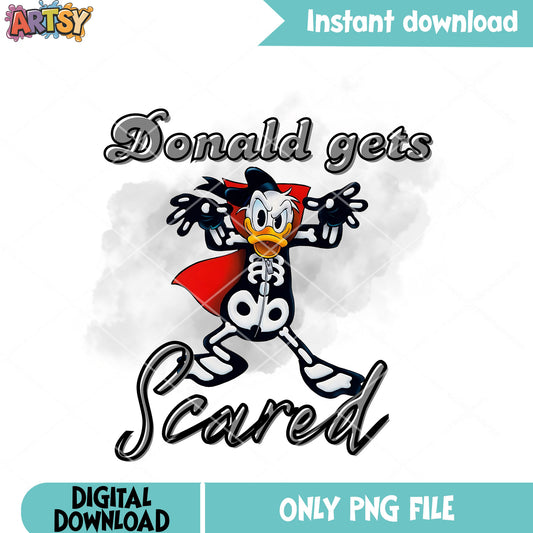 Skeleton donald png, scary halloween night png, red cloak png