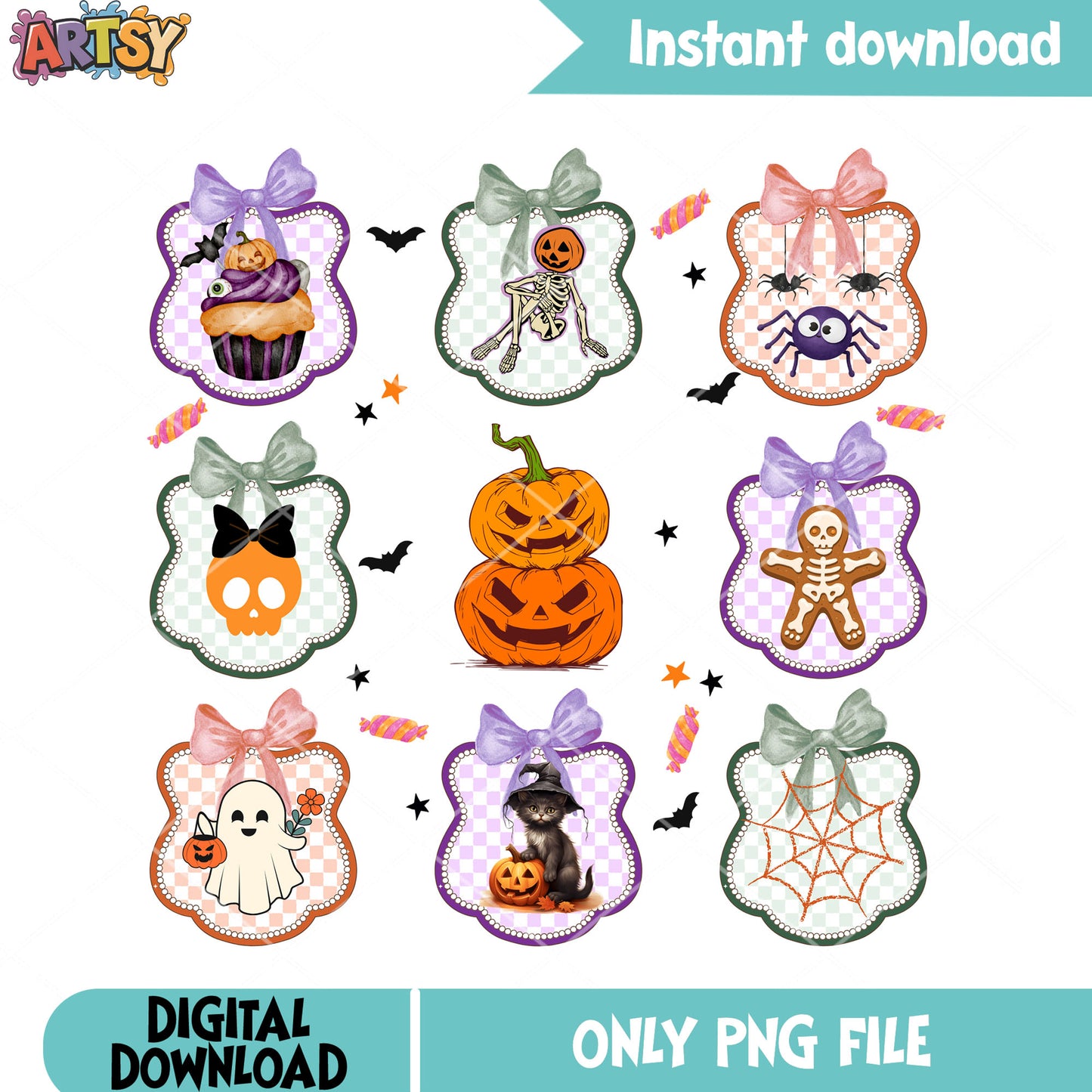 Skeleton gingerbread man png, spooky cupcake png, scary halloween png