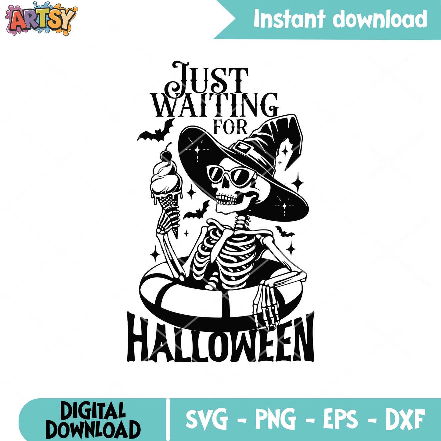 Skeleton just waiting halloween svg, skeleton halloween svg