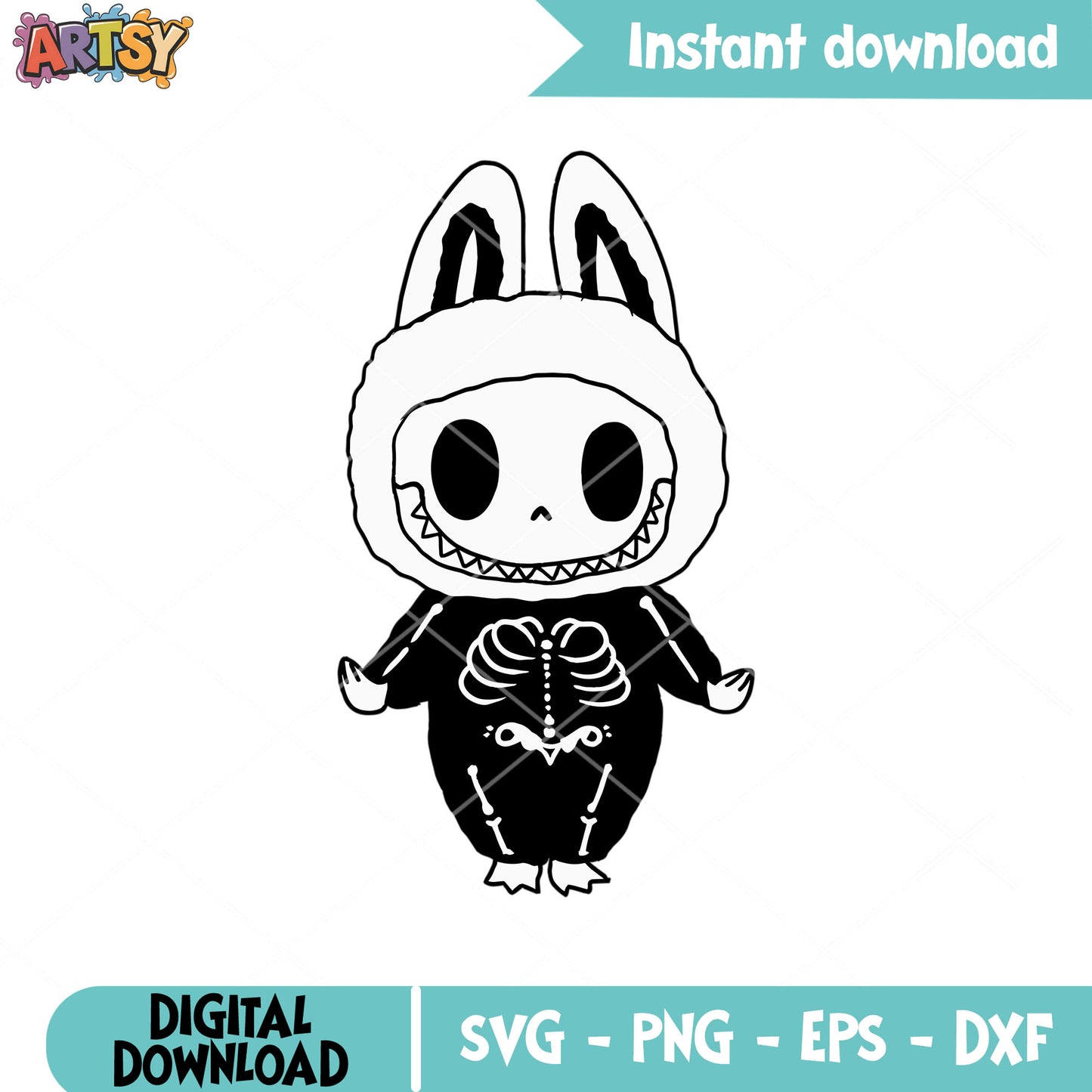 Skeleton labubu halloween svg, skeleton halloween svg, labubu near me svg