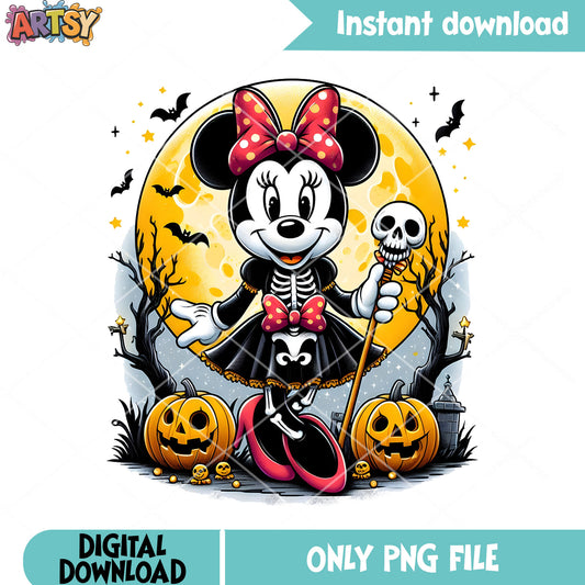 Skeleton pupmkin Minnie Mouse png, skeleton costume​ ​png