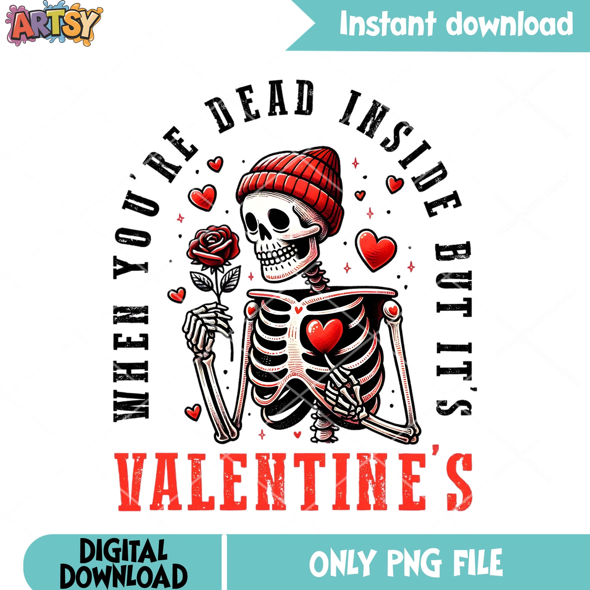 Skeleton valentines rose png, valentine vibes png, valentine heart png
