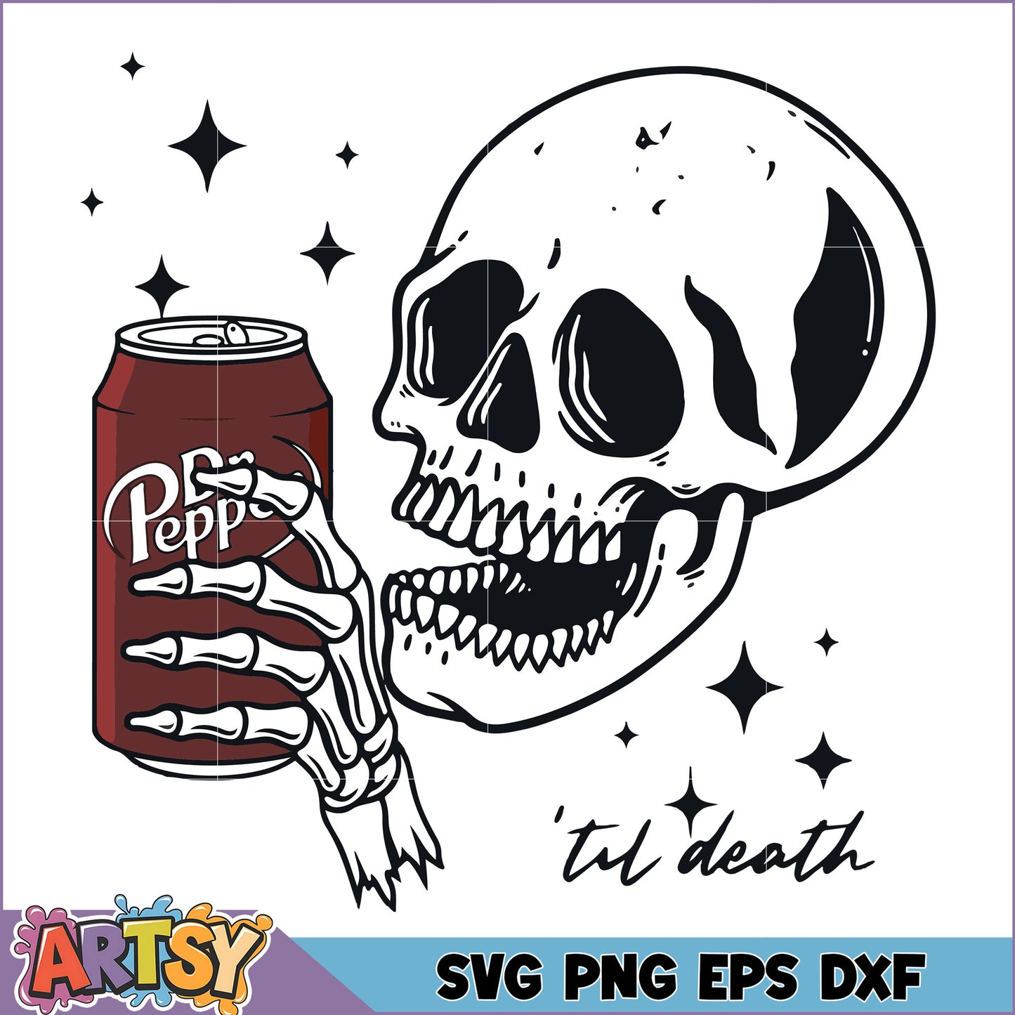 Skull Drinking Pepsi SVG Graphic