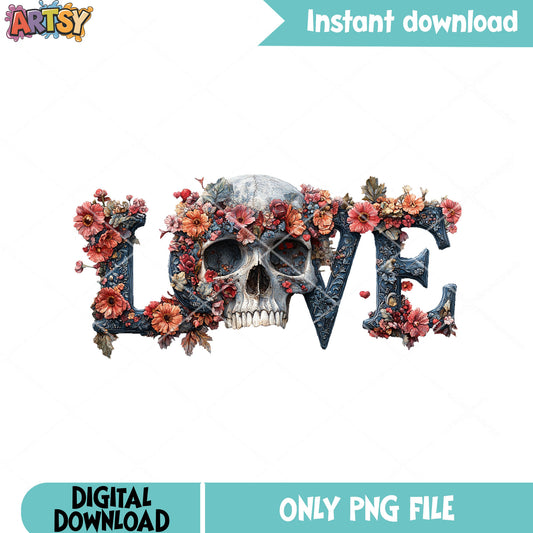 Skull love Valentine s Day png, valentine season png, love vibes png