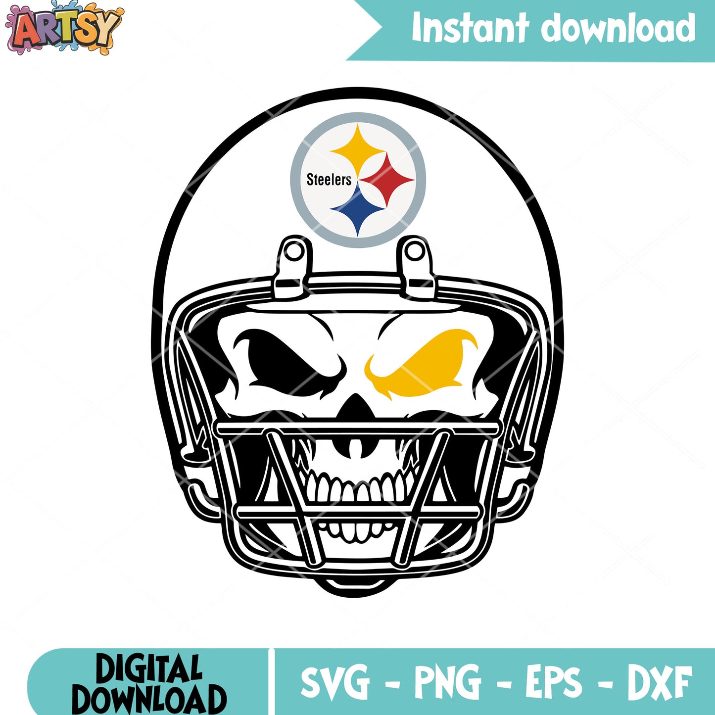 Skull nfl player svg, nfl helmets svg, nfl pittburgh steelers svg