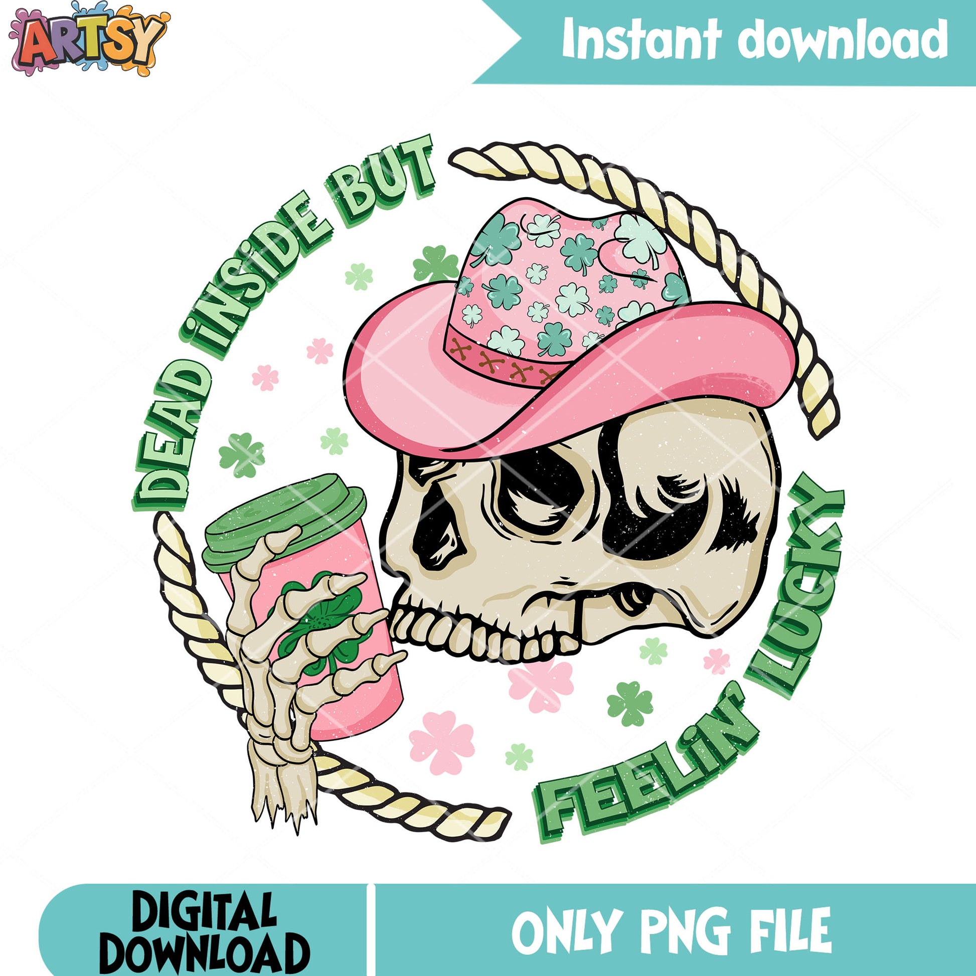 Skull skeleton lucky relax png, st patricks png, howdy patricks png