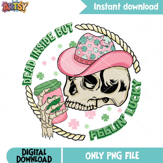 Skull skeleton lucky relax png, st patricks png, howdy patricks png