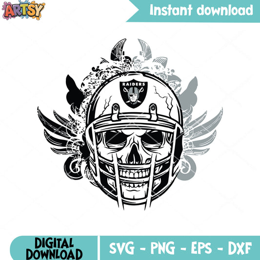 Skull wildwing football svg, division svg, oakland raiders svg