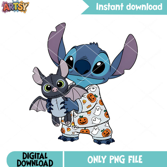 Sleeping costume png, scary bats doll png, happy halloween png