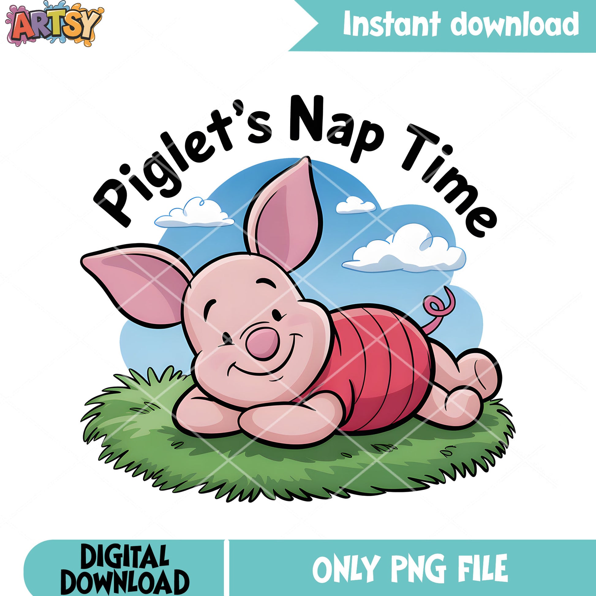Sleepy piglet poster png, disney movie png, disney piglet png