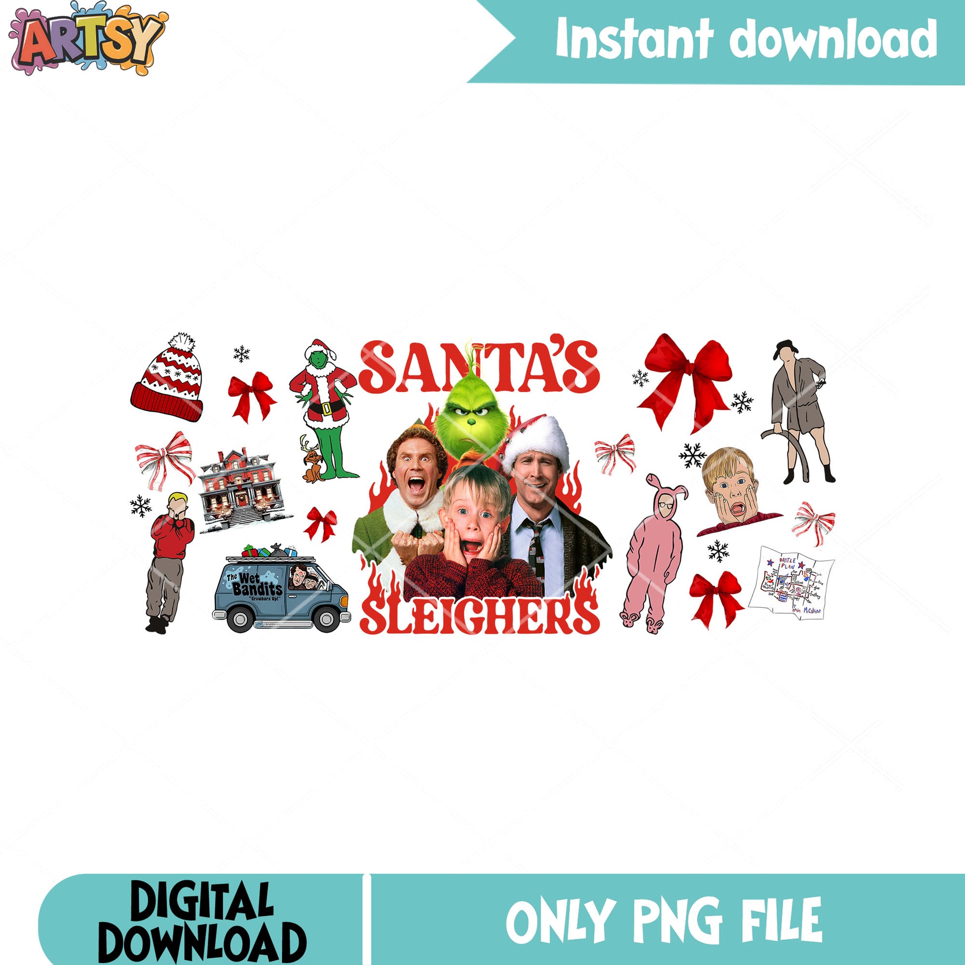 Sleighers santa poster png, christmas cards png, merry christmas png
