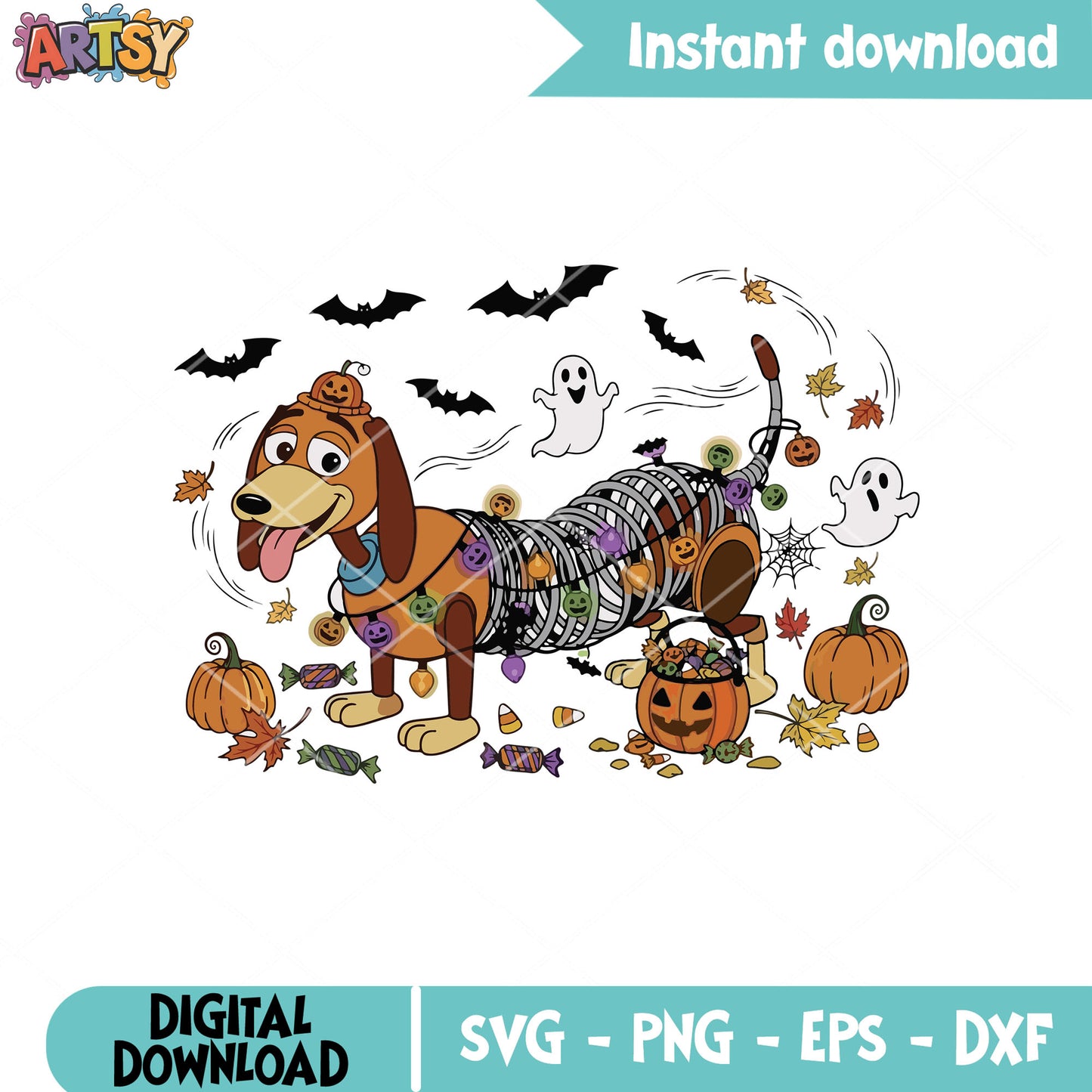 Slinky toy in halloween svg, toy story slinky svg, toy halloween svg