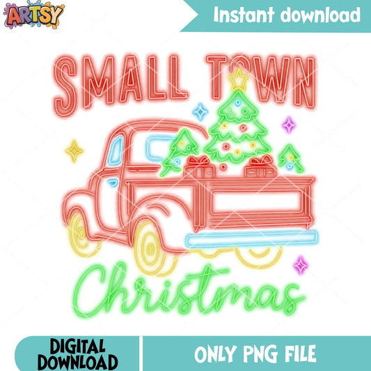 Small town christmas png, christmas tree png, christmas decor png