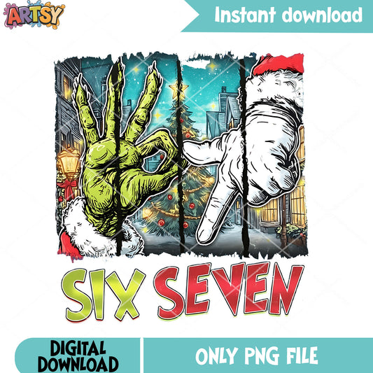 Small town have six seven png, the grinch png, Grinch hand png