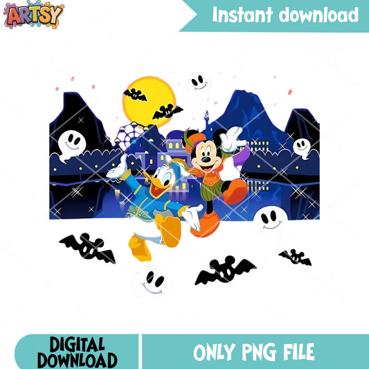 Smile ghost donald png, super moon night png, disney character png