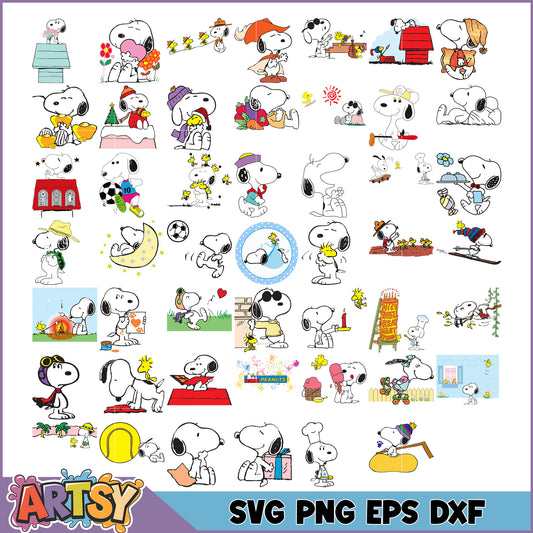Snoopy SVG Bundle 50+ PNG EPS DXF Files