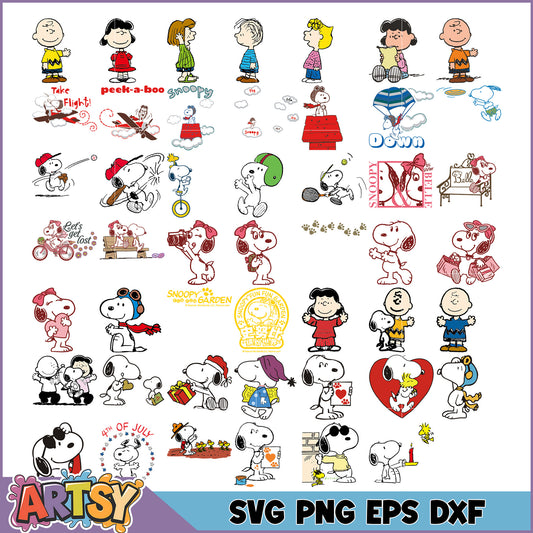 Snoopy SVG Bundle PNG, EPS, DXF Files