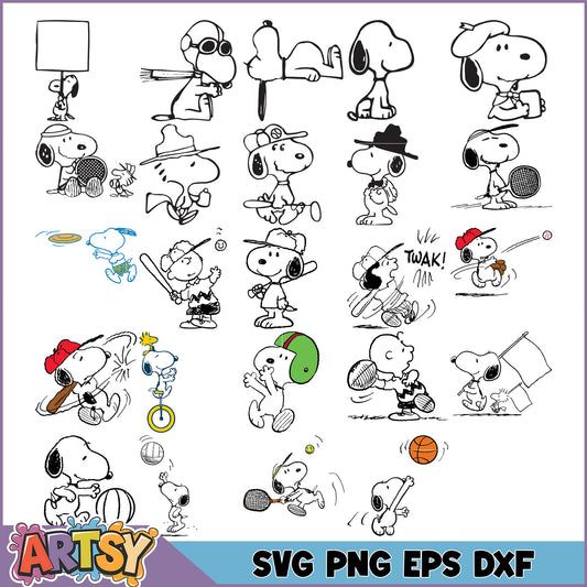 Snoopy Sports SVG Bundle PNG, EPS, DXF