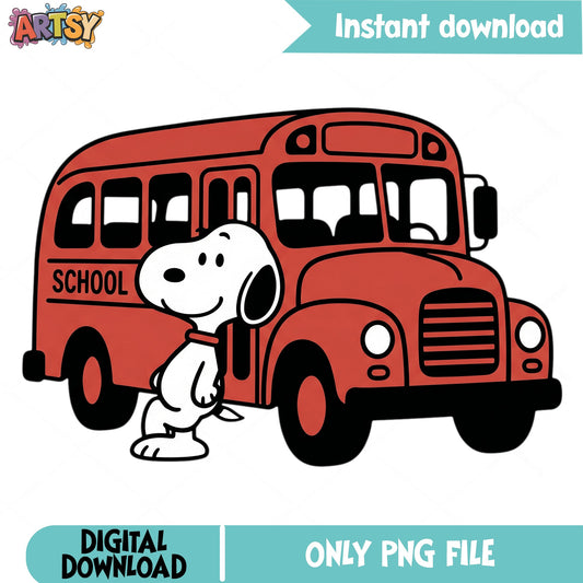 Snoopy Back To School Bus PNG, Peanuts School PNG, Clipart PNG
