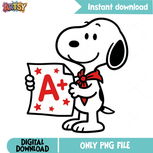 Snoopy Back To School PNG, Peanuts A Plus Grade PNG, Teacher PNG