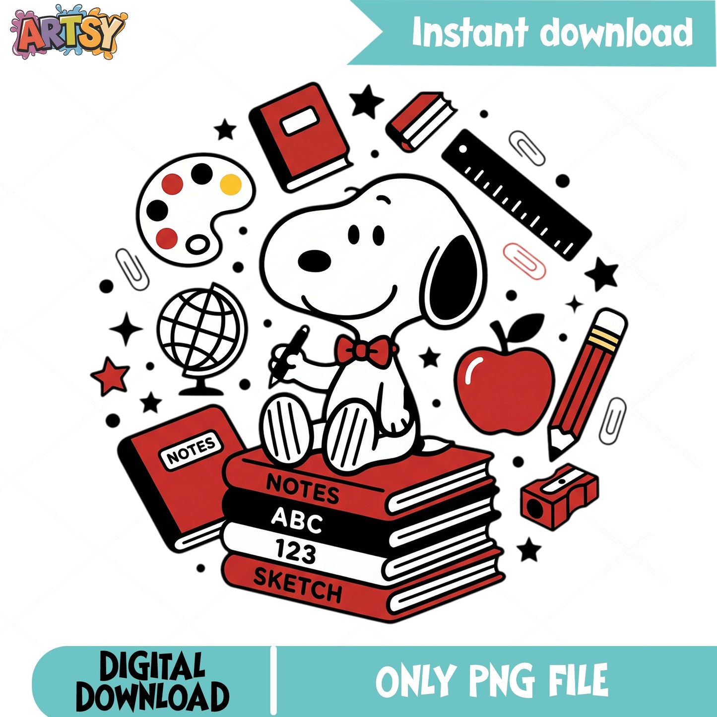 Snoopy Back To School PNG, Peanuts School Supplies PNG, Teacher PNG