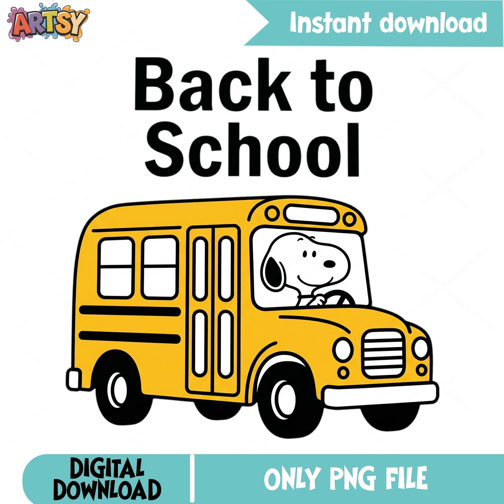 Snoopy Back To School PNG, School Bus Clipart, Peanuts PNG