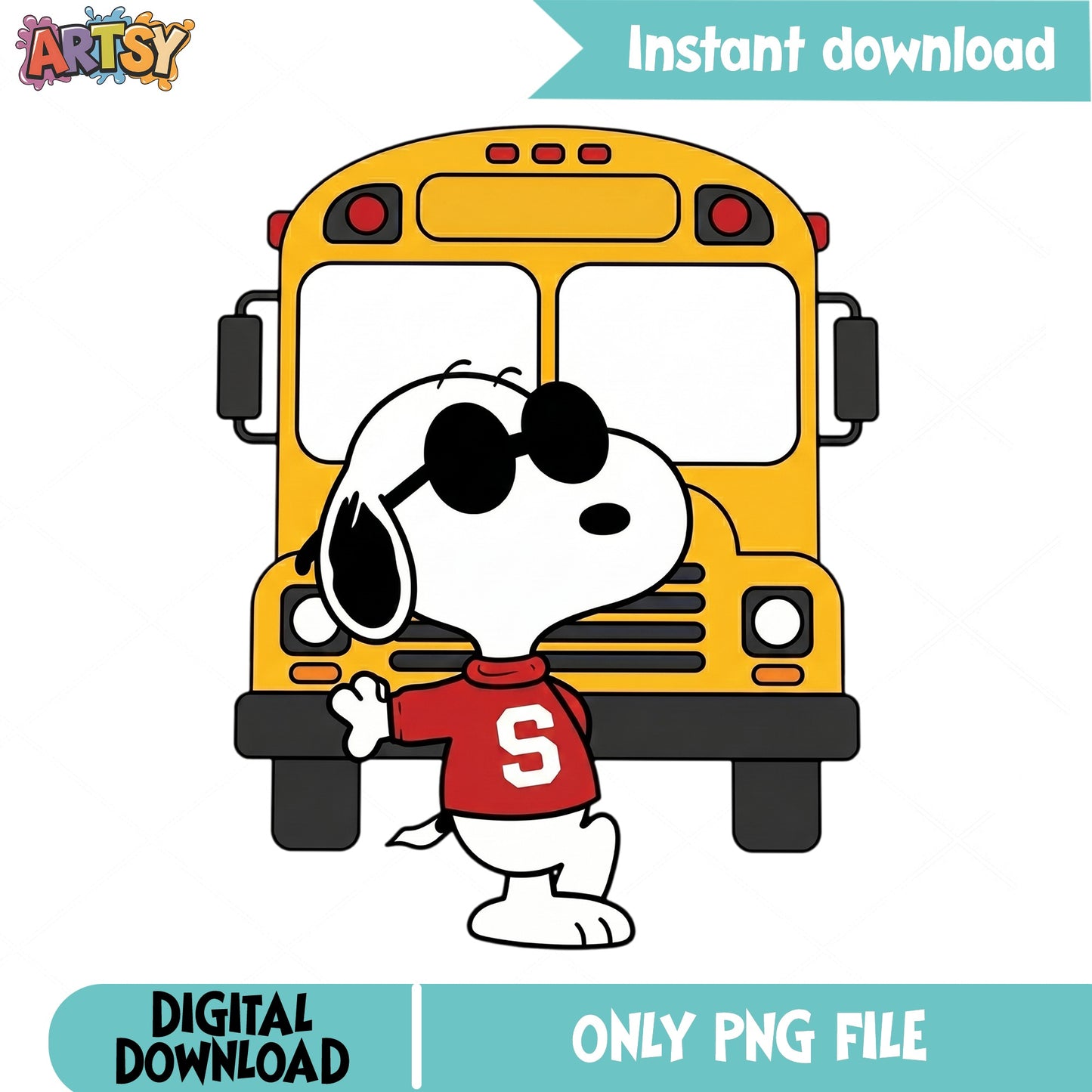 Snoopy Back To School PNG, School Bus PNG, Peanuts PNG