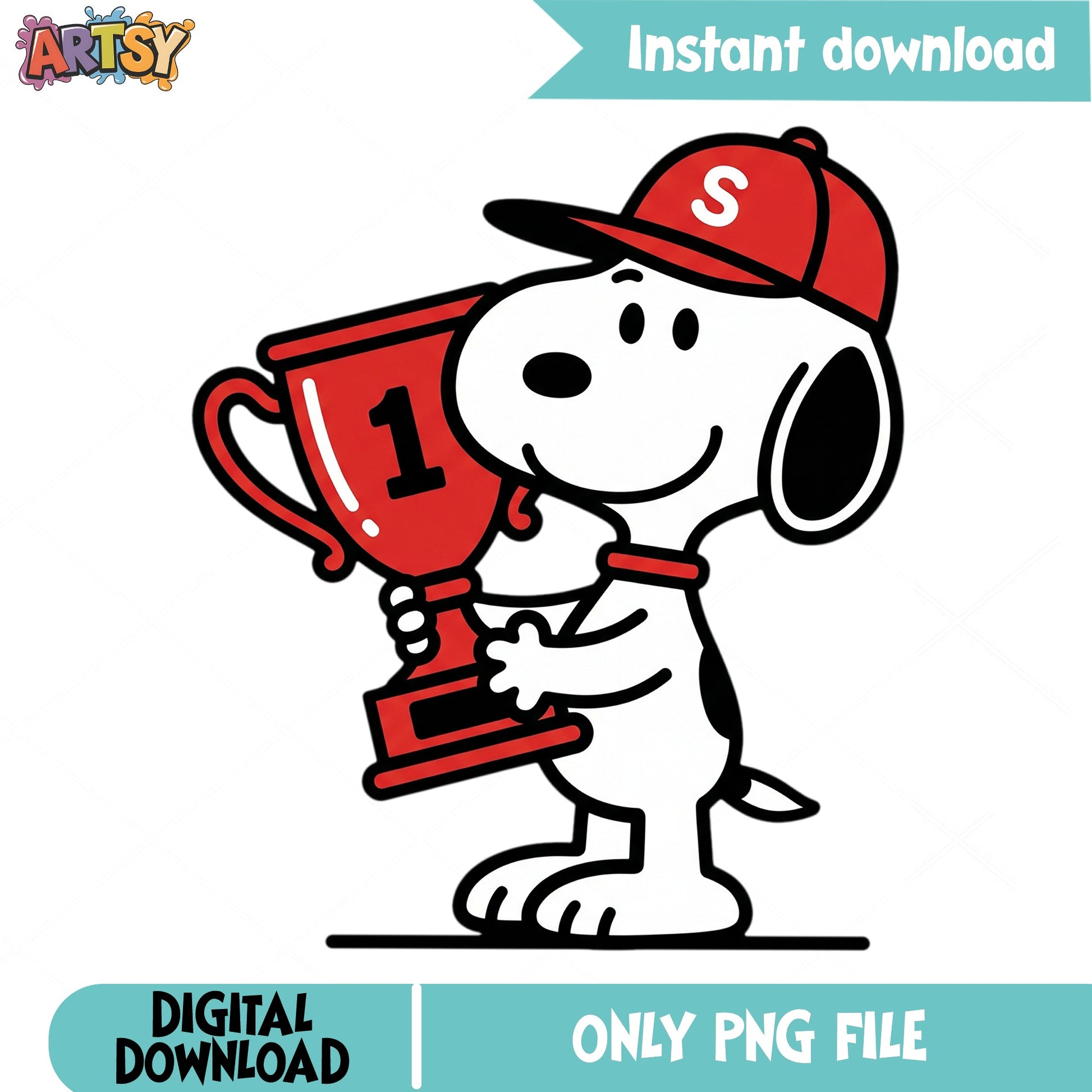 Snoopy Baseball Trophy Winner PNG, Peanuts PNG, Champion PNG