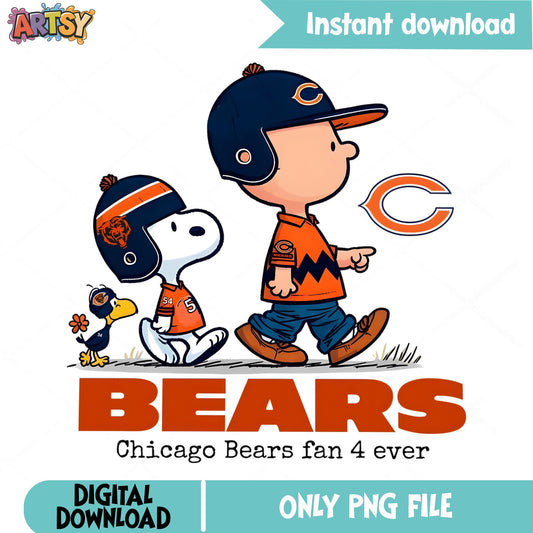 Snoopy Charlie Brown Chicago Bears PNG, NFL Football Fan PNG, Bears Fan PNG