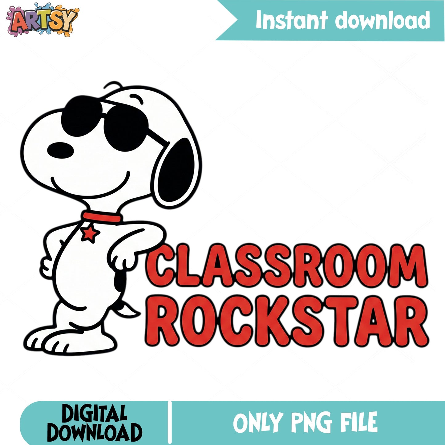 Snoopy Classroom Rockstar PNG, Peanuts Teacher PNG, Back To School PNG