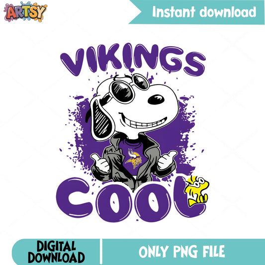 Snoopy Cool Minnesota Vikings PNG, Football Fan PNG, NFL PNG