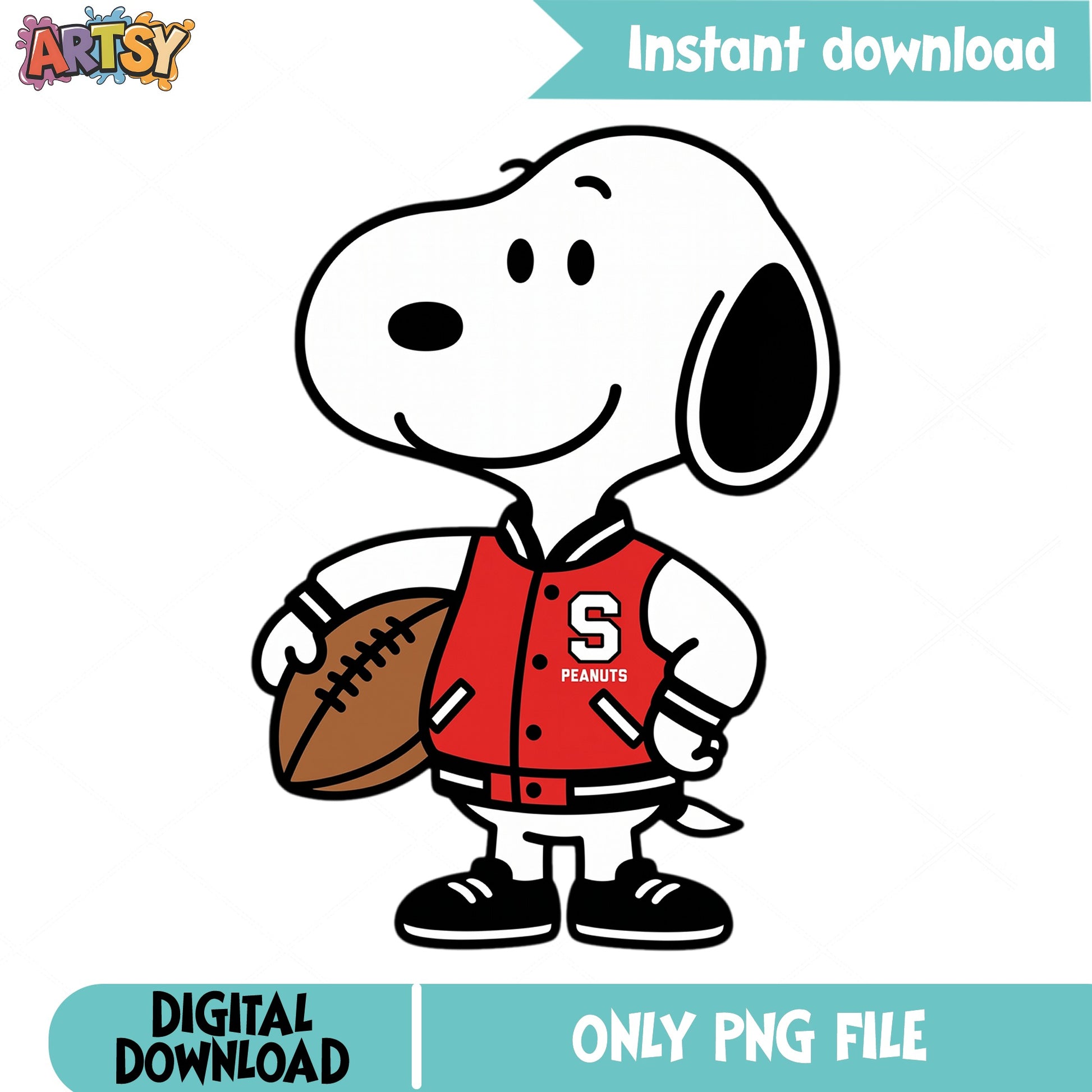 Snoopy Football PNG, Peanuts Sports Clipart, Instant Download PNG