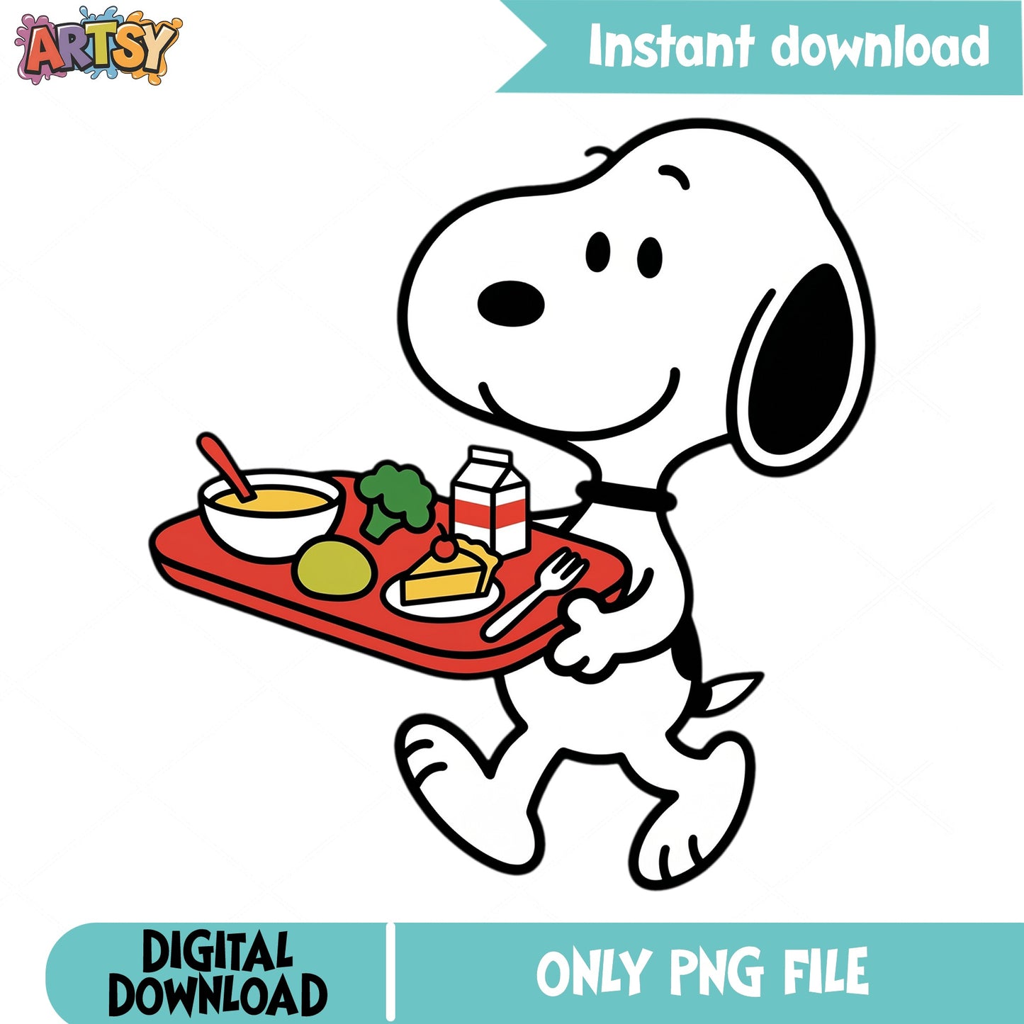 Snoopy Lunch Tray PNG, Peanuts Clipart, School Lunch PNG