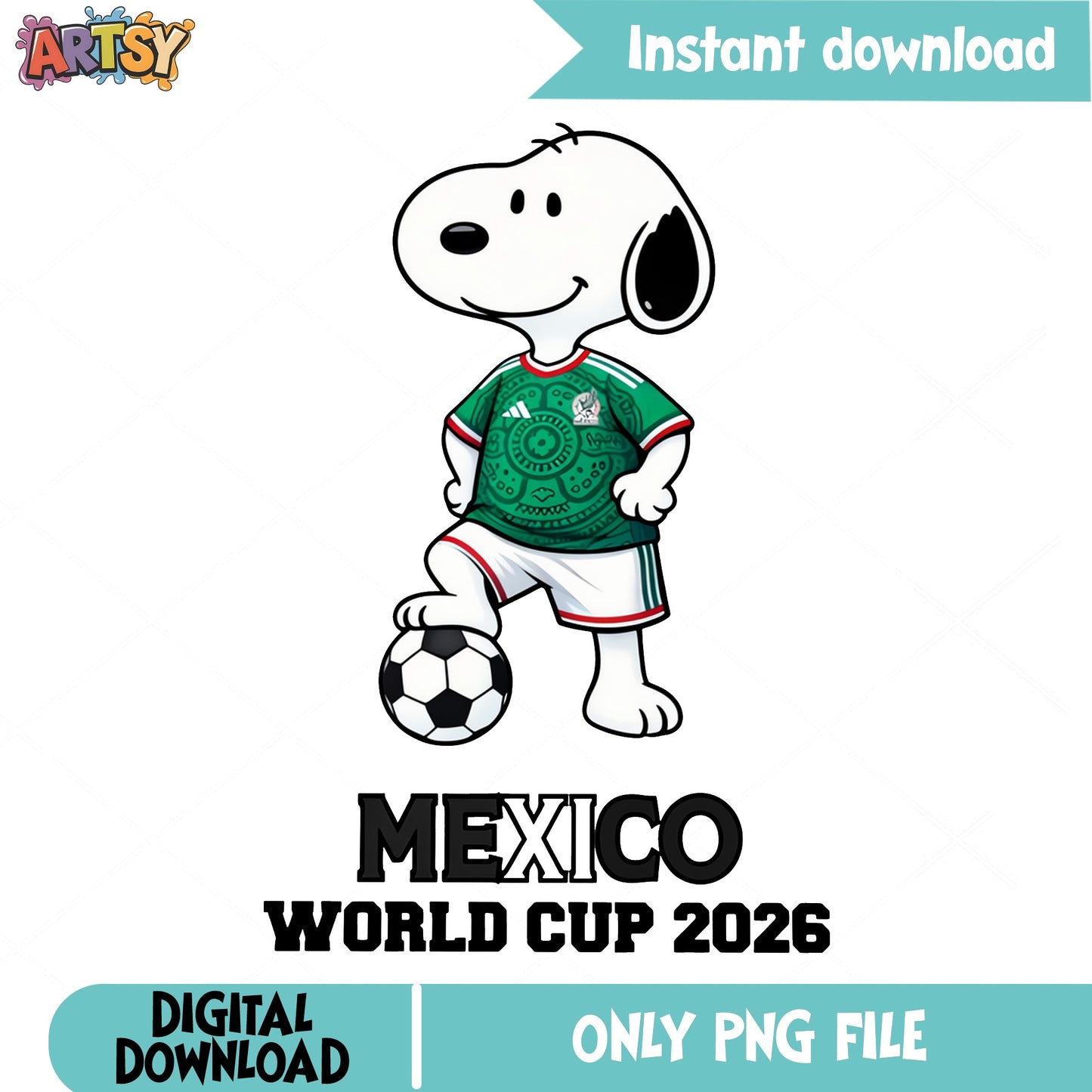 Snoopy Mexico World Cup 2026 PNG, Soccer Clipart PNG, Peanuts PNG