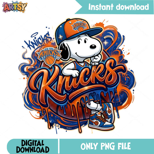 Snoopy New York Knicks PNG, Basketball Fan PNG, NBA PNG