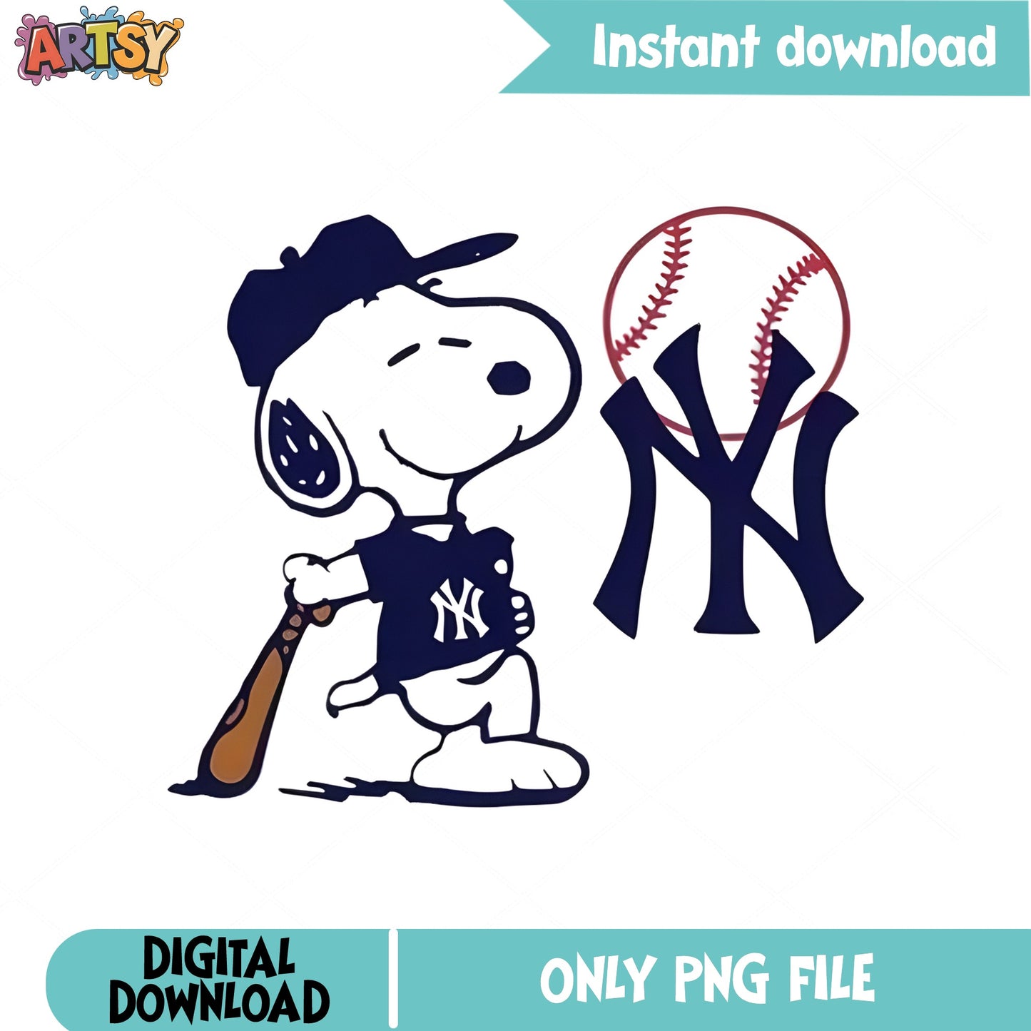 Snoopy New York Yankees Baseball PNG, Peanuts MLB PNG, Sports Fan PNG