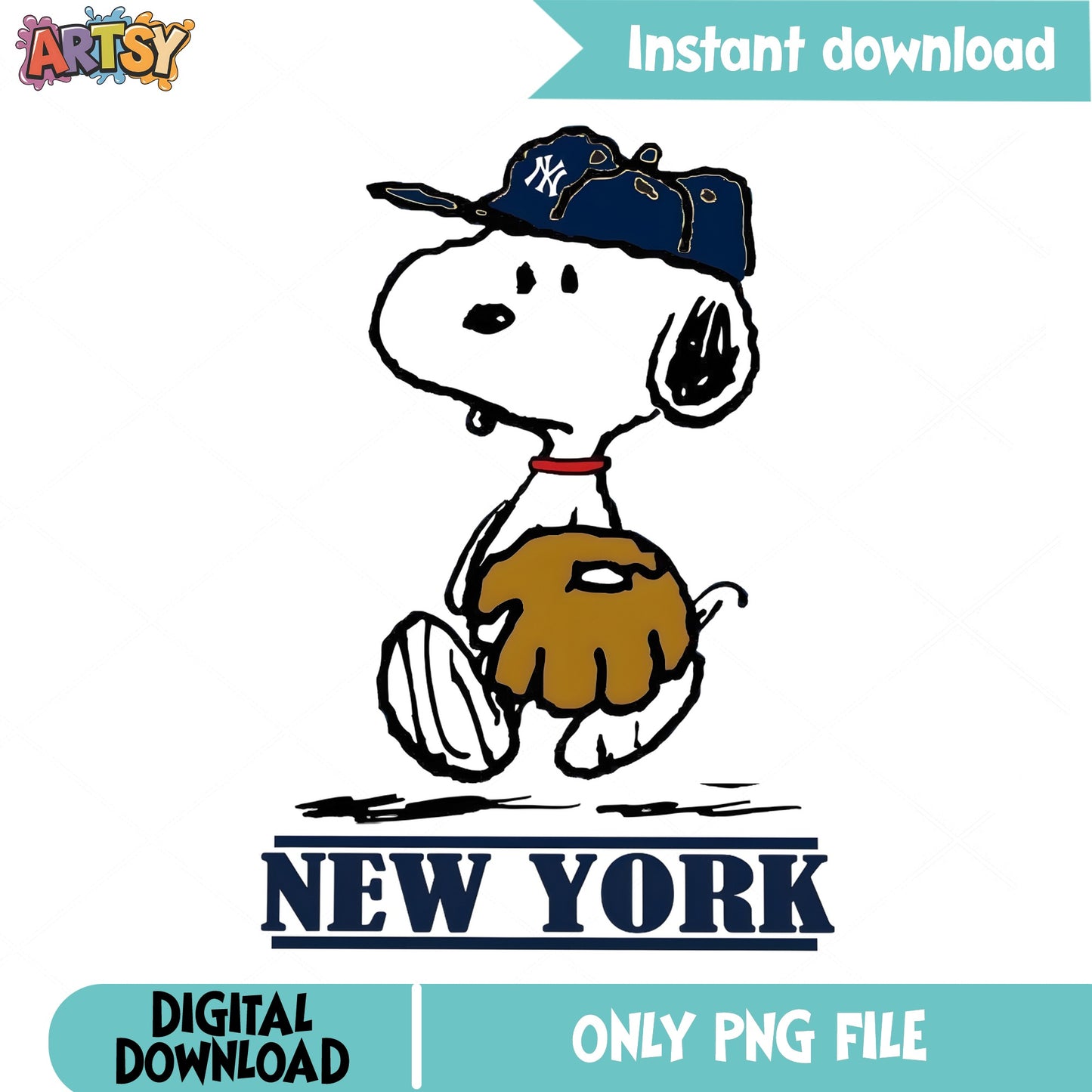 Snoopy New York Yankees Baseball PNG, Peanuts PNG, MLB PNG