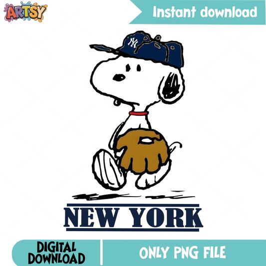 Snoopy New York Yankees Baseball PNG, Peanuts PNG, MLB PNG