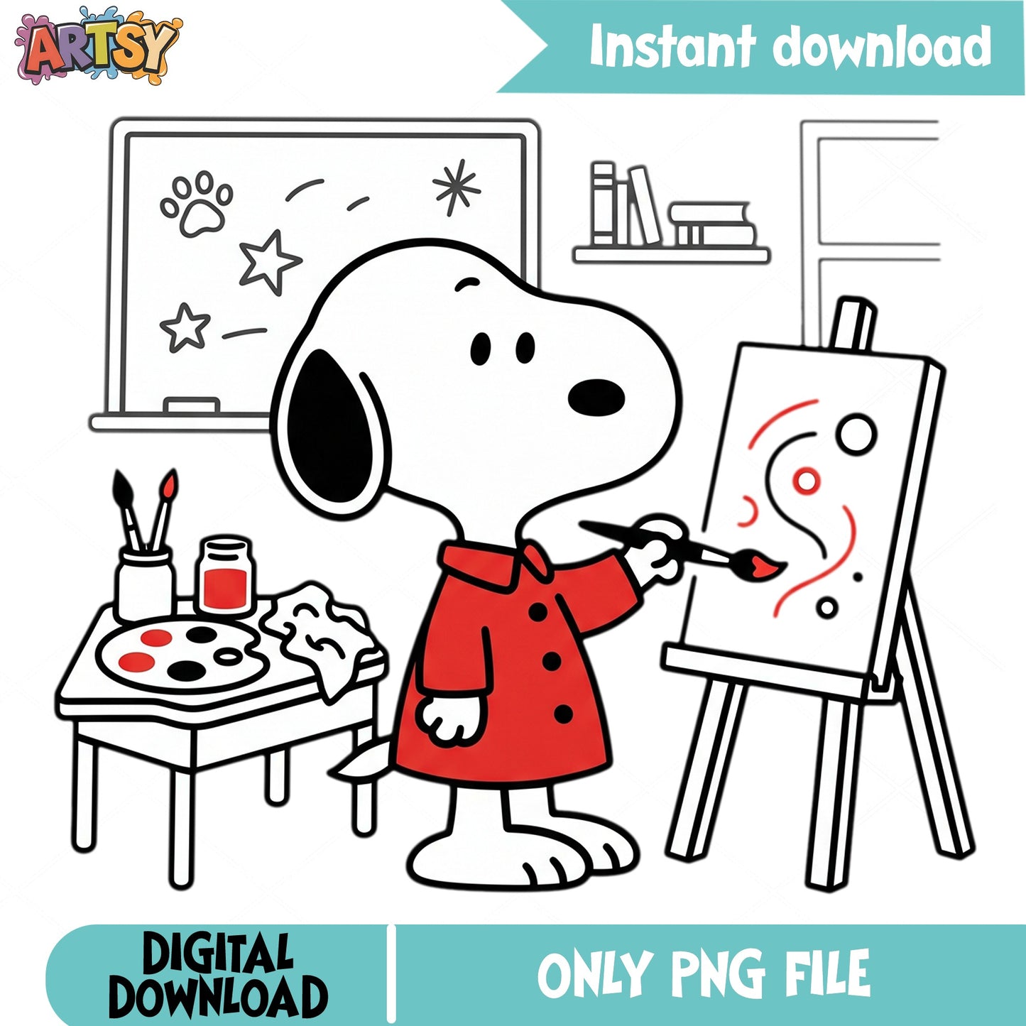 Snoopy Painting Artist PNG, Peanuts Clipart, Snoopy PNG
