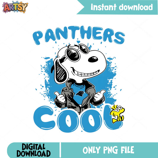 Snoopy Panthers Cool PNG, Carolina Panthers NFL PNG, Football Fan PNG