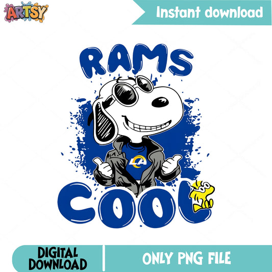 Snoopy Rams Cool PNG, LA Rams Snoopy Football PNG, NFL PNG