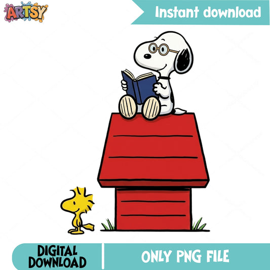 Snoopy Reading Book PNG, Peanuts Woodstock PNG, Back To School PNG