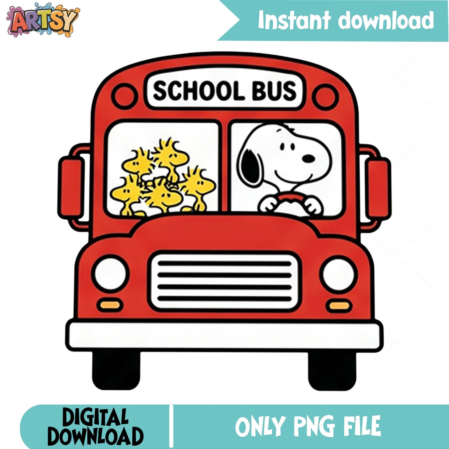 Snoopy School Bus PNG, Peanuts Back To School PNG, Woodstock PNG