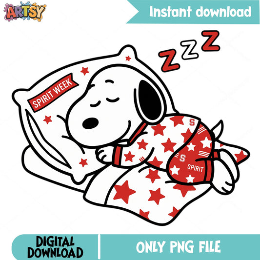 Snoopy Sleeping Spirit Week PNG, Peanuts PNG, School Spirit PNG