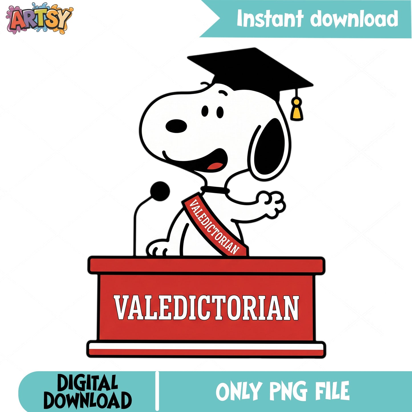 Snoopy Valedictorian Graduation PNG, Peanuts Graduate PNG, Class Of 2025 PNG