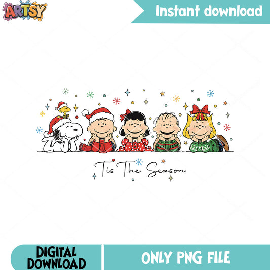 Snoopy christmas card png, peanuts png, merry christmas png