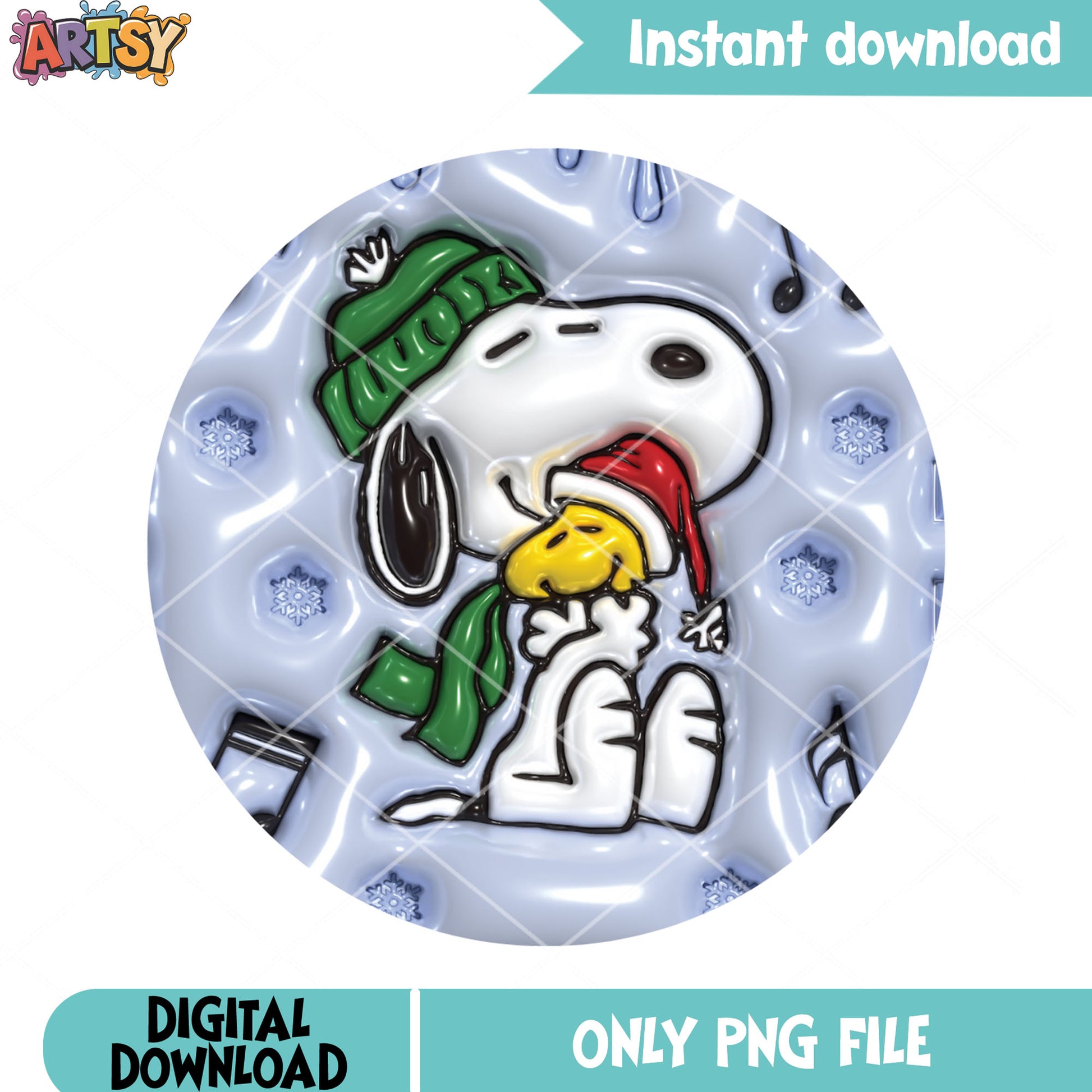 Snoopy christmas cute png, cartoon christmas png, winter hug png